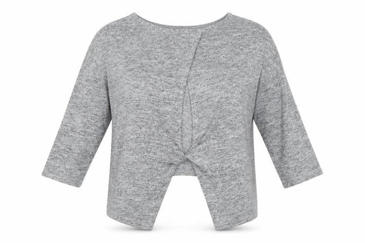 Front view of Miss Selfridge women’s grey jumper, size UK 10