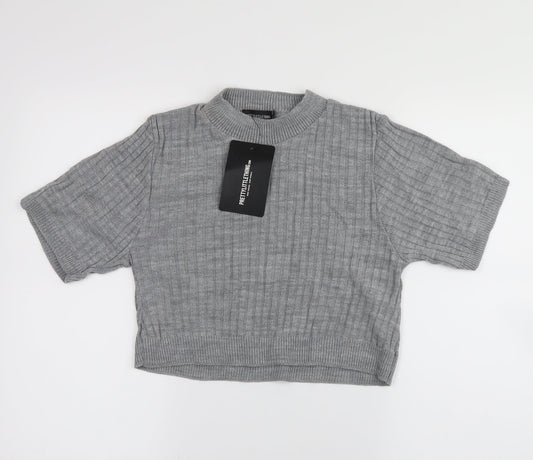 PRETTYLITTLETHING Womens Grey   Pullover Jumper Size S