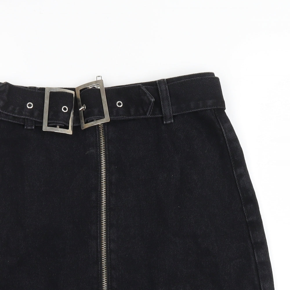 Topshop Womens Grey  Denim Mini Skirt Size 6