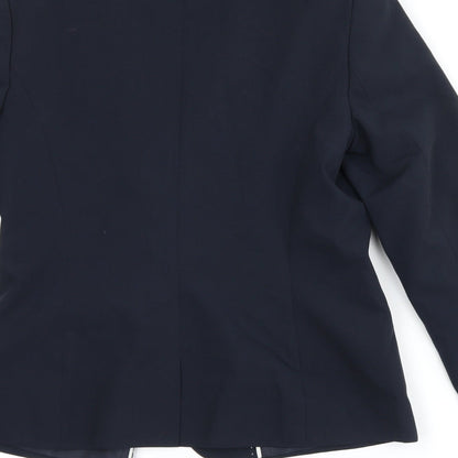 Brand and care label for F&F women’s blue jacket blazer, size UK 12