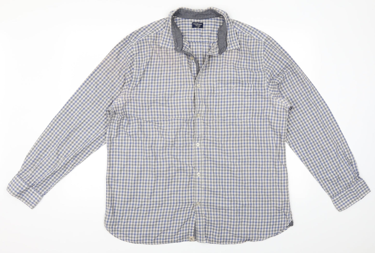 boston crew Mens Grey Plaid   Button-Up Size XL