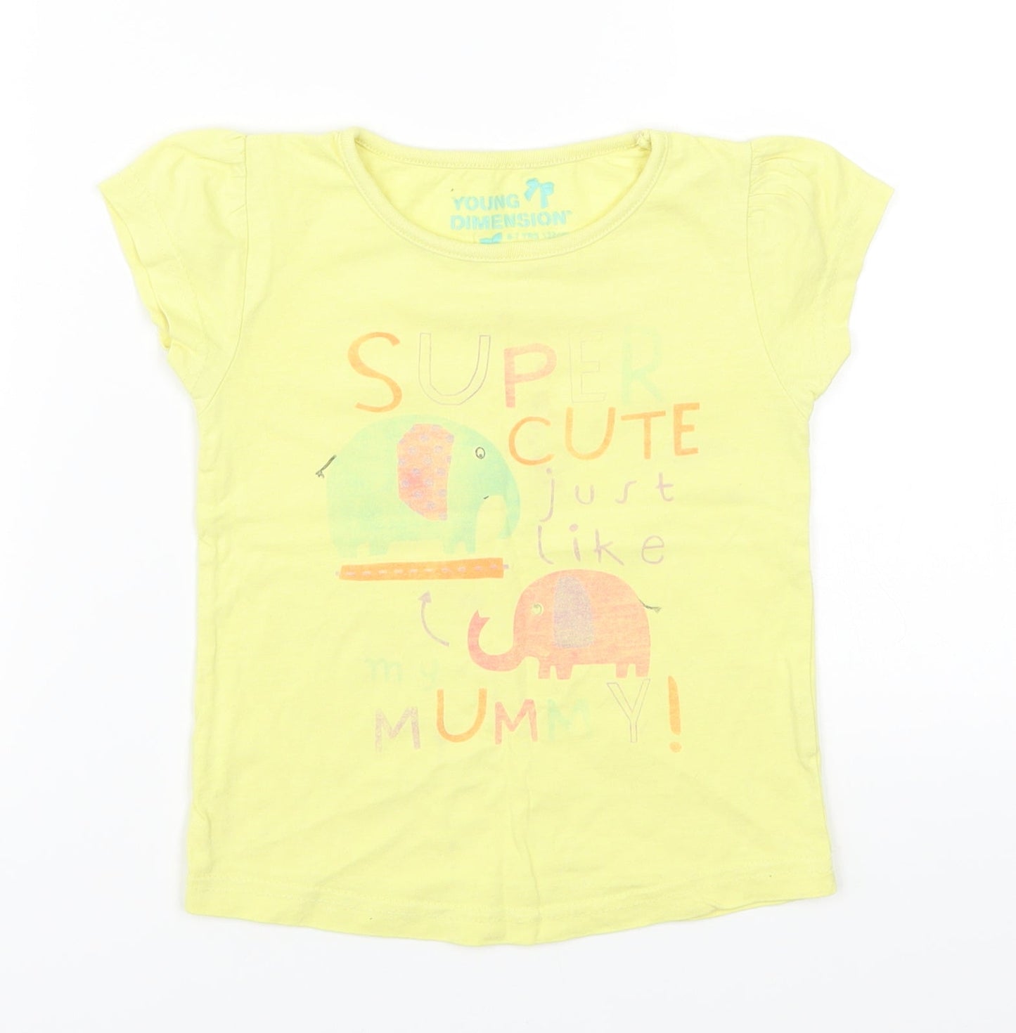 Young Dimension Girls Yellow   Basic T-Shirt Size 6-7 Years