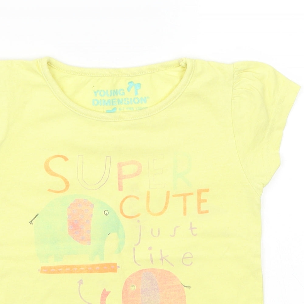 Young Dimension Girls Yellow   Basic T-Shirt Size 6-7 Years