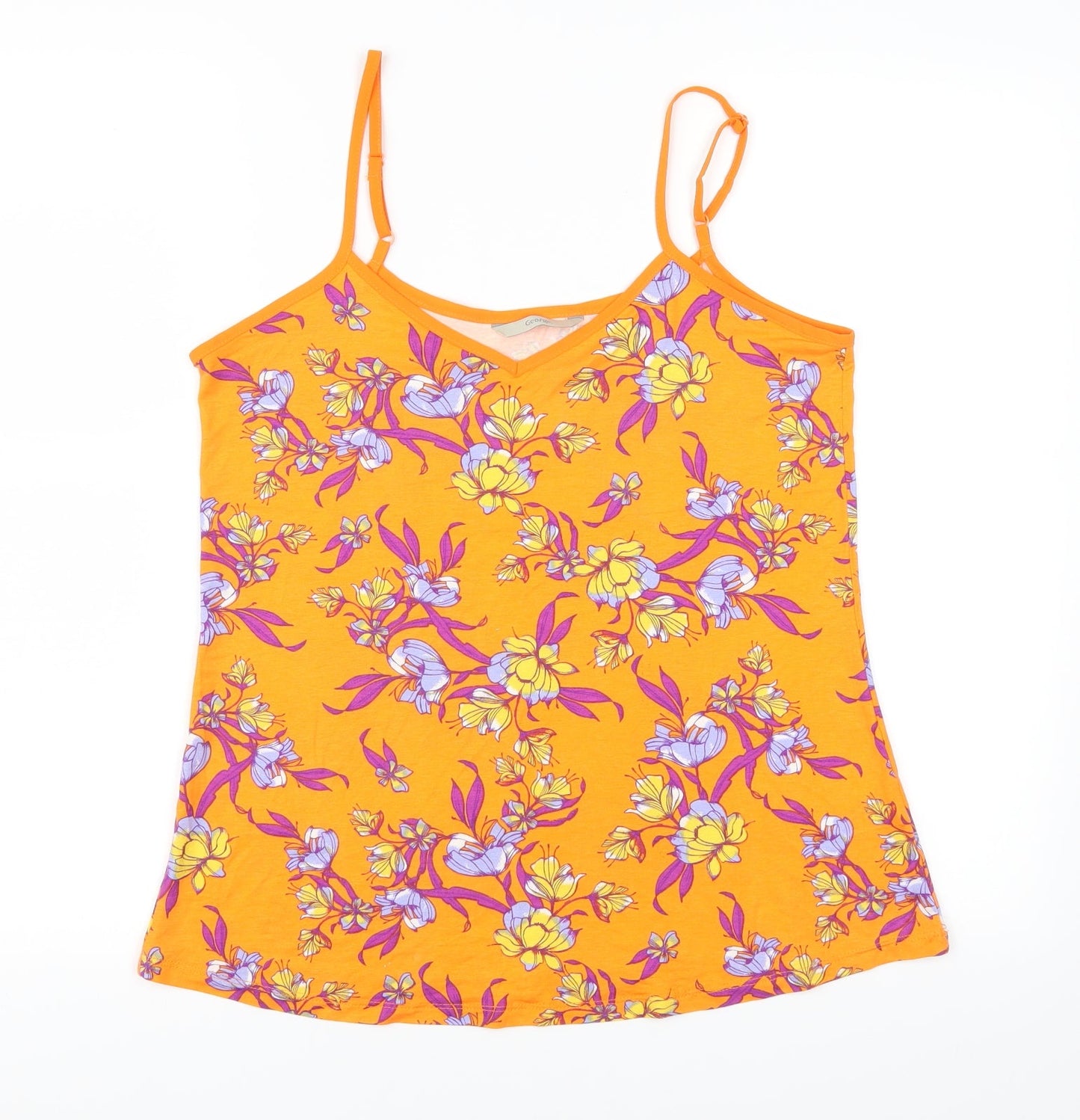 George Womens Orange Floral  Basic Tank Size 8
