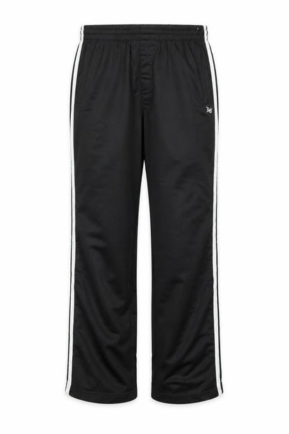 Front view of urban gang women’s black jogger trousers, size M, 27-inch leg