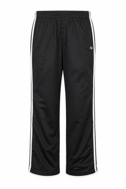 Front view of urban gang women’s black jogger trousers, size M, 27-inch leg