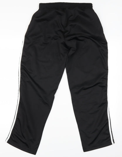 Back view of urban gang women’s black jogger trousers, size M, 27-inch leg