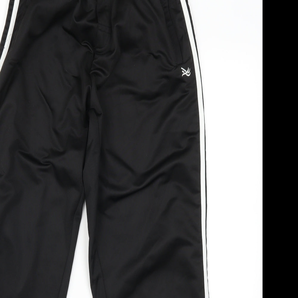 Close-up detail of urban gang women’s black jogger trousers, size M, 27-inch leg
