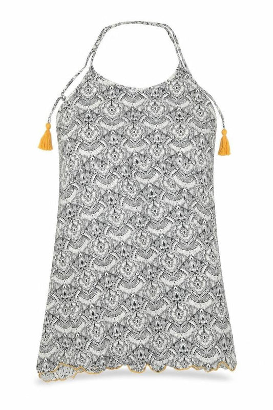 Front view of Missguided women’s black geometric a-line, size UK 10