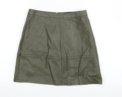 Additional front view of New Look women’s green a-line skirt, size UK 8