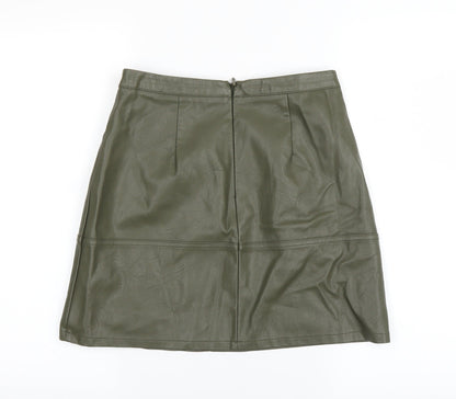 Back view of New Look women’s green a-line skirt, size UK 8