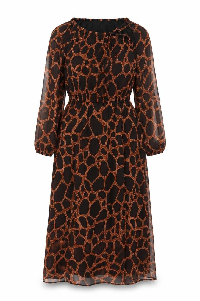 Lost Stock Womens Black Animal Print  A-Line  Size S