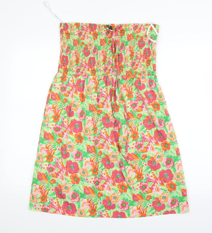 Preloved Primark Womens Green Floral  Fit & Flare  Size M - Front