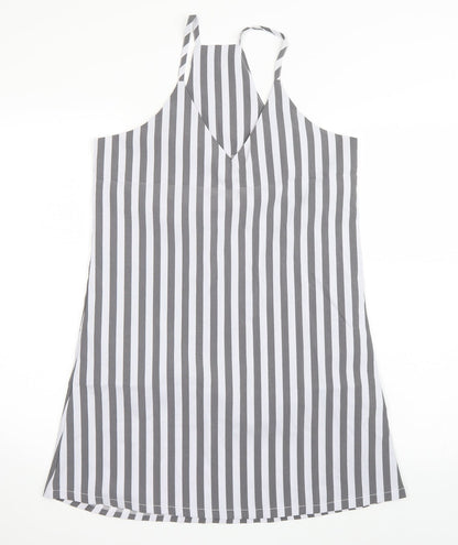 Preloved SheIn Womens Grey Striped  Tank Dress  Size S - Front