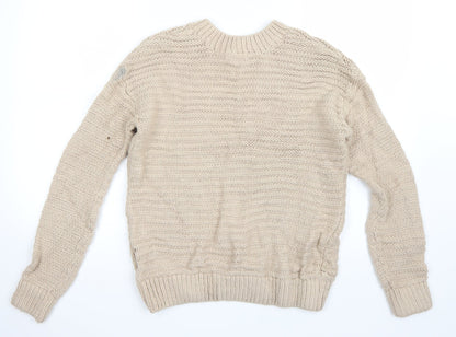 Back view of H&M women’s beige jumper, size XS