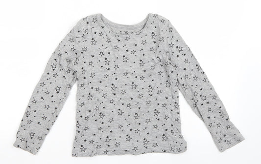 Primark Girls Grey   Basic T-Shirt Size 8-9 Years  - Star pattern