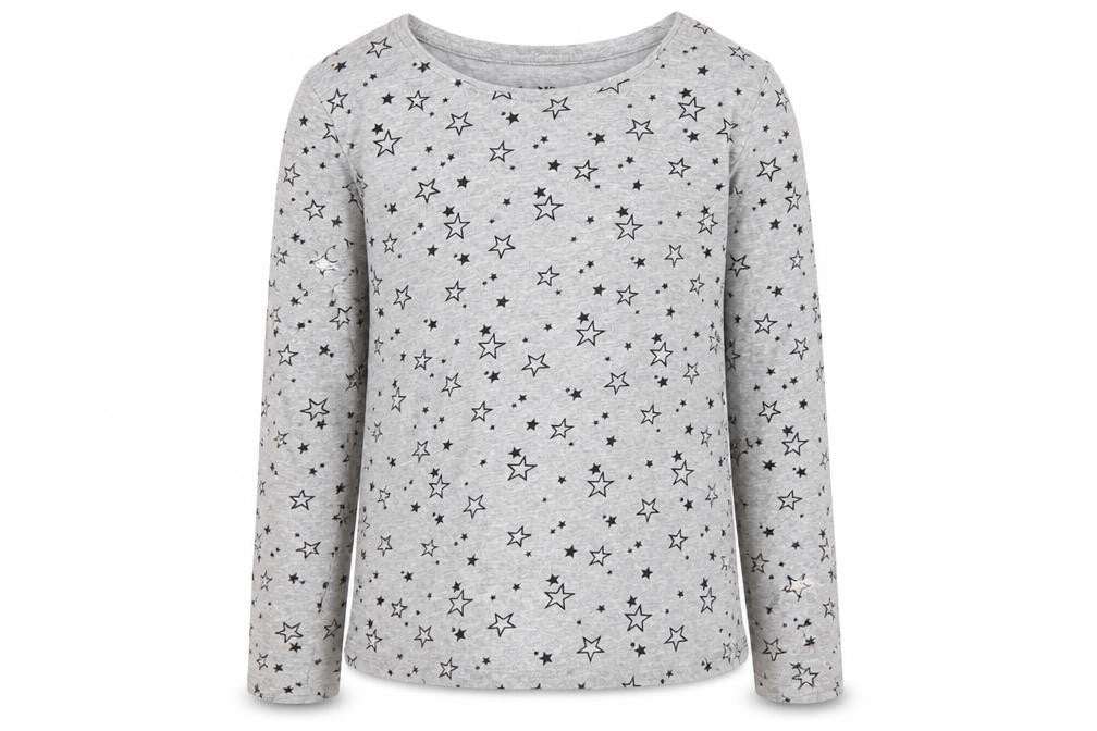 Primark Girls Grey   Basic T-Shirt Size 8-9 Years  - Star pattern