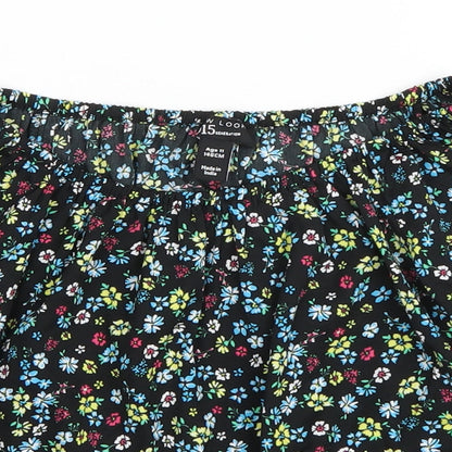 Close-up detail of New Look girls’ multicoloured floral basic blouse, size 11, years