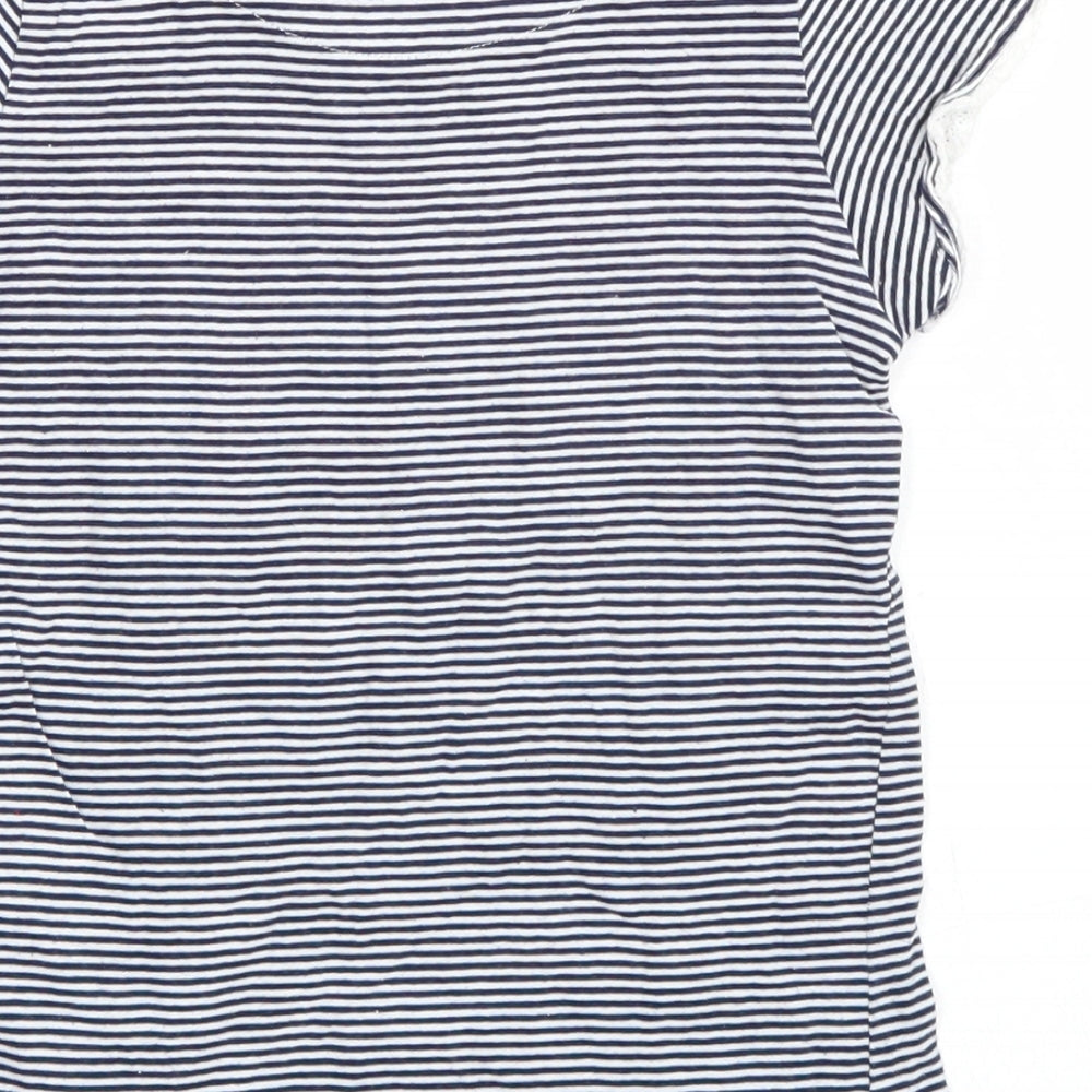 H&M Girls Blue Striped  Basic T-Shirt Size 7-8 Years