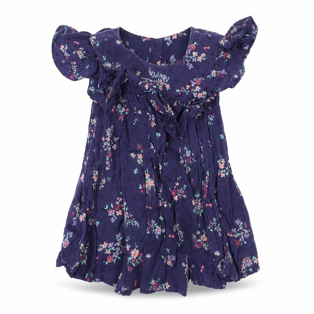 Mothercare Girls Blue Floral  A-Line  Size 18-24 Months