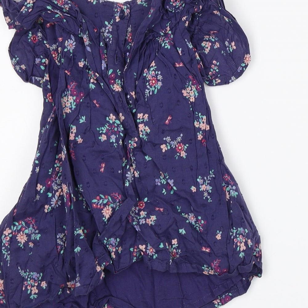 Mothercare Girls Blue Floral  A-Line  Size 18-24 Months