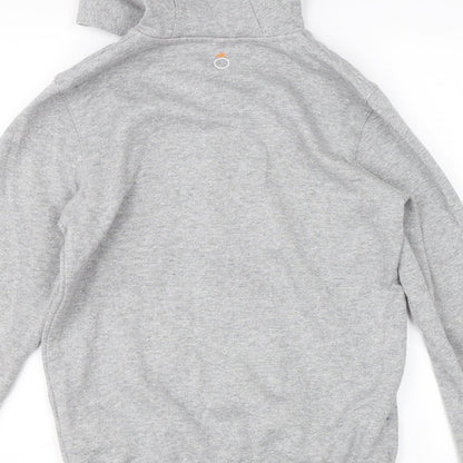 Brand and care label for Decathlon girls’ grey full zip hoodie, size 12-13, years