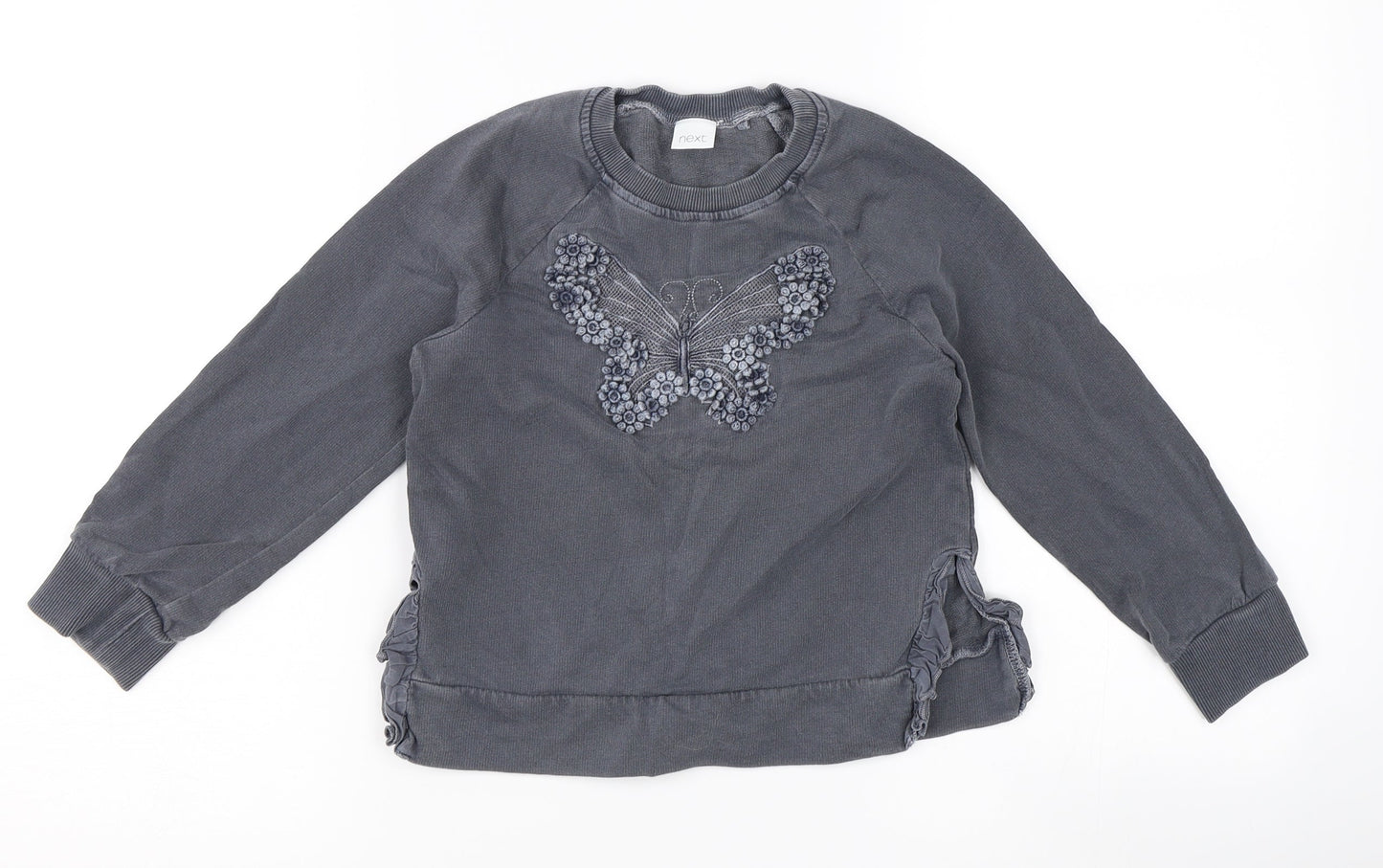NEXT Girls Grey   Pullover Sweatshirt Size 5 Years  - Butterfly