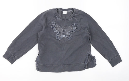 NEXT Girls Grey   Pullover Sweatshirt Size 5 Years  - Butterfly