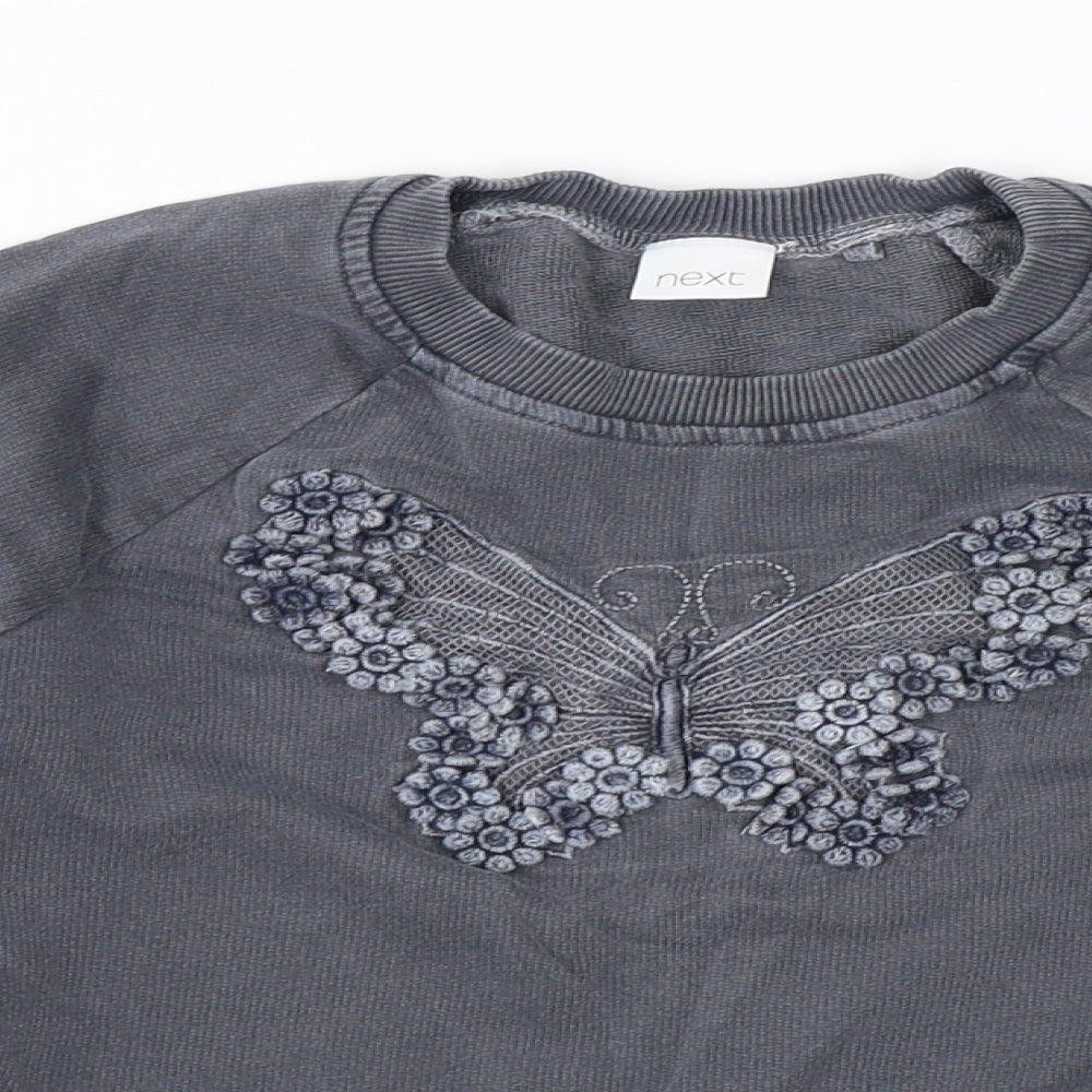 NEXT Girls Grey   Pullover Sweatshirt Size 5 Years  - Butterfly