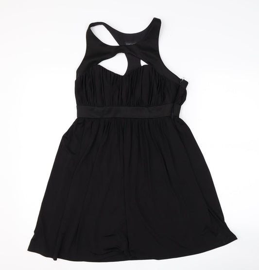 Topshop Womens Black   A-Line  Size 10  - Cut Out Neckline
