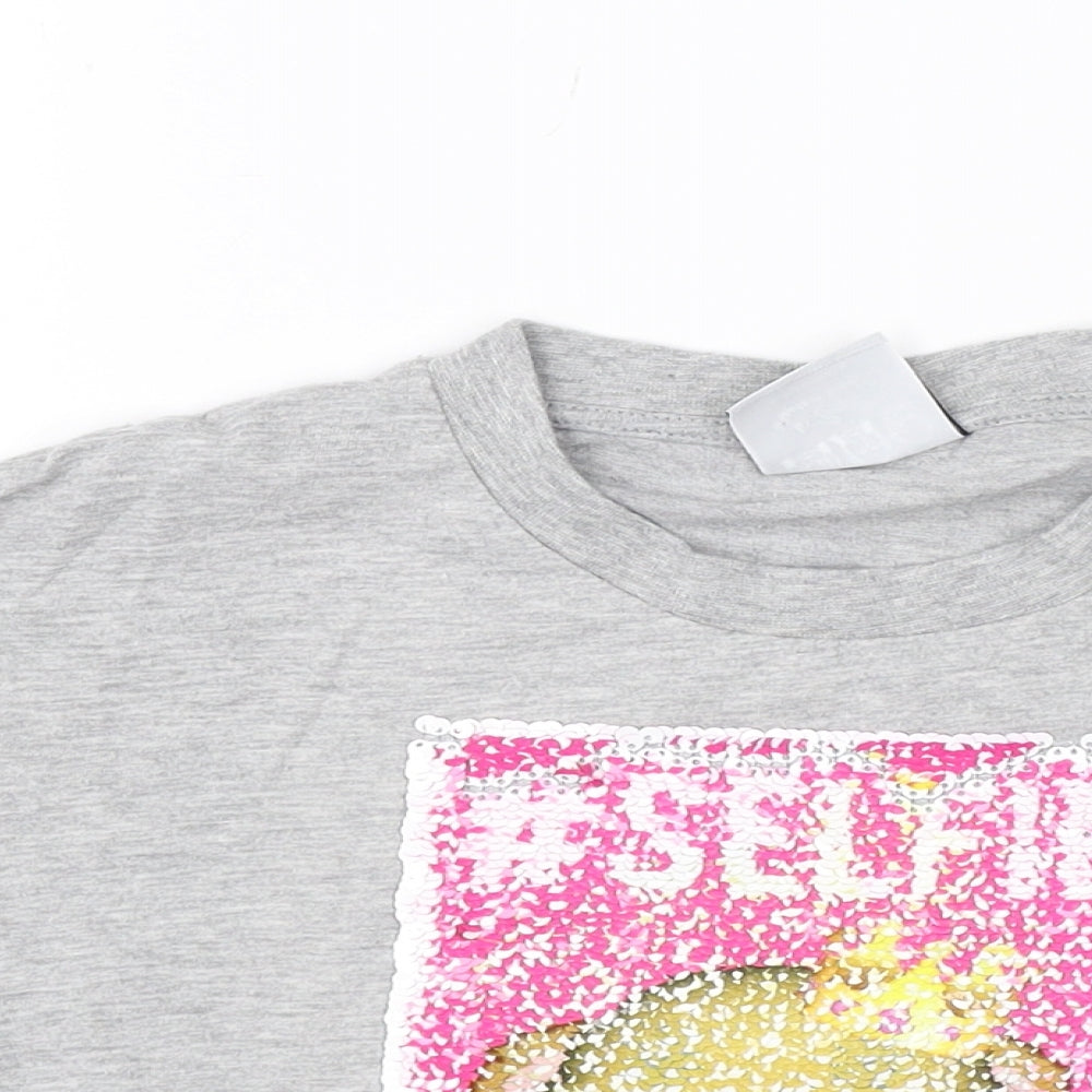 Primark Girls Grey   Basic T-Shirt Size 8-9 Years  - selfie