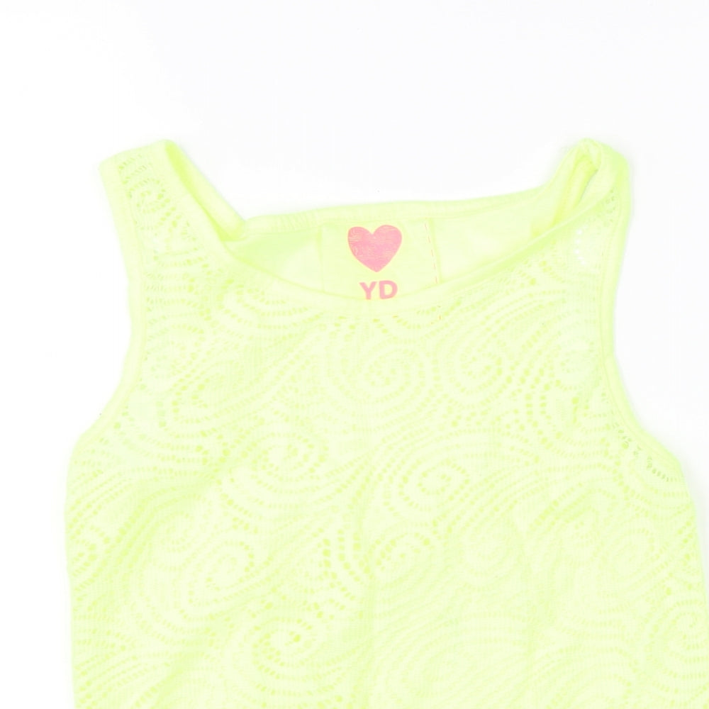 Young Dimension Girls Yellow   Basic Tank Size 11-12 Years  - neon