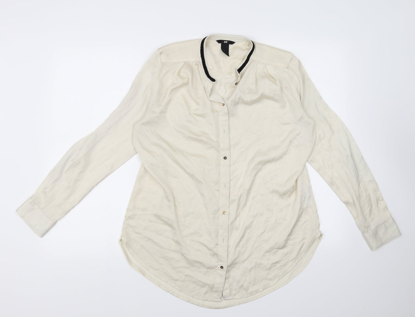 H&M Womens Beige   Basic Button-Up Size 8