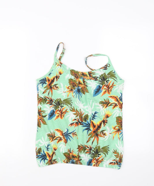 Intuition Womens Green Floral  Basic T-Shirt Size 8