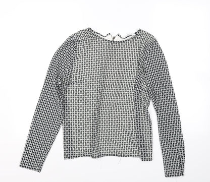 Additional front view of Mango women’s black polka dot basic blouse, size S