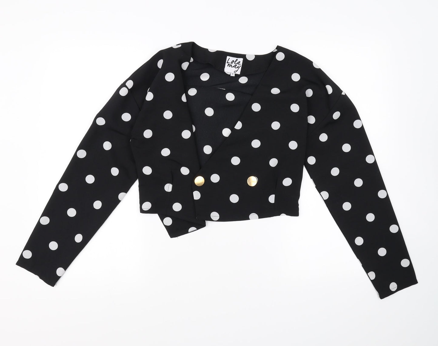 Lola May Womens Black Polka Dot  Cropped Blouse Size 8