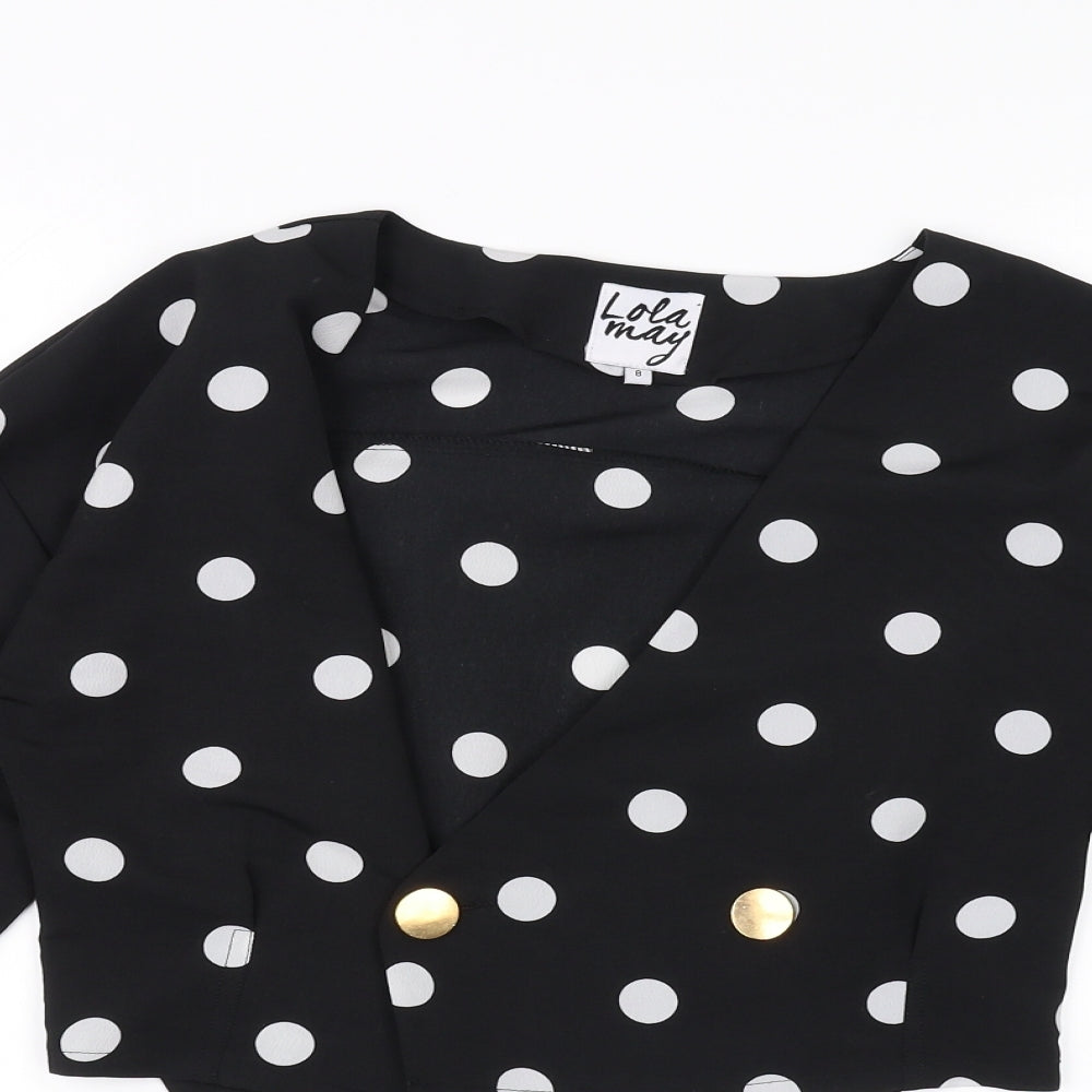 Lola May Womens Black Polka Dot  Cropped Blouse Size 8