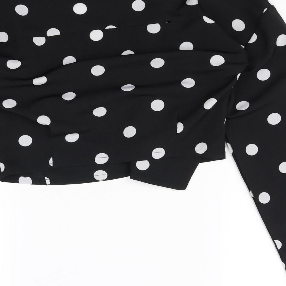 Lola May Womens Black Polka Dot  Cropped Blouse Size 8