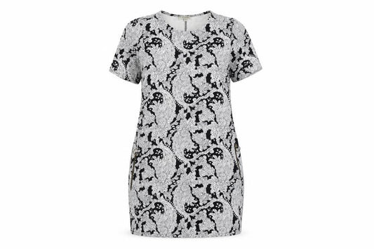 Front view of Papaya women’s black floral bodycon, size UK 10