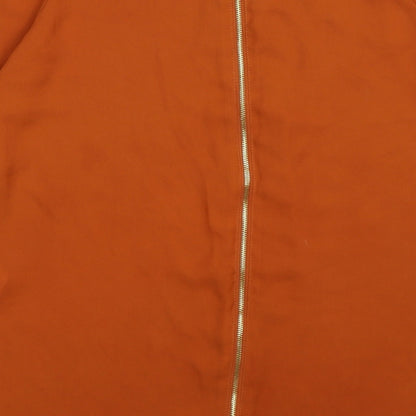 Brand and care label for Atmosphere women’s brown basic blouse, size UK 8, - burnt orange