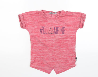 Additional front view of higear girls’ pink basic t-shirt, size 5-6, years - #glamping