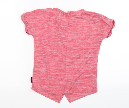 Back view of higear girls’ pink basic t-shirt, size 5-6, years - #glamping