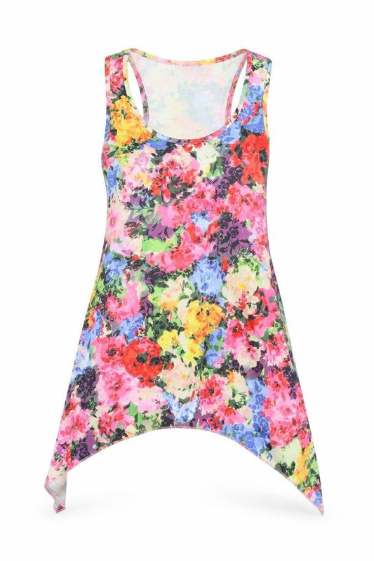 Front view of CACTI women’s multicoloured floral basic t-shirt, size UK 10