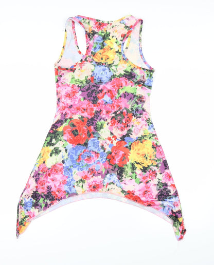 Back view of CACTI women’s multicoloured floral basic t-shirt, size UK 10