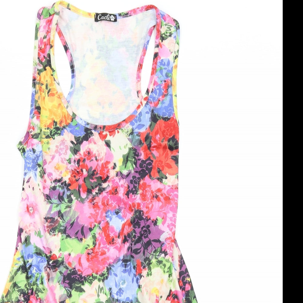 CACTI Womens Multicoloured Floral  Basic T-Shirt Size 10