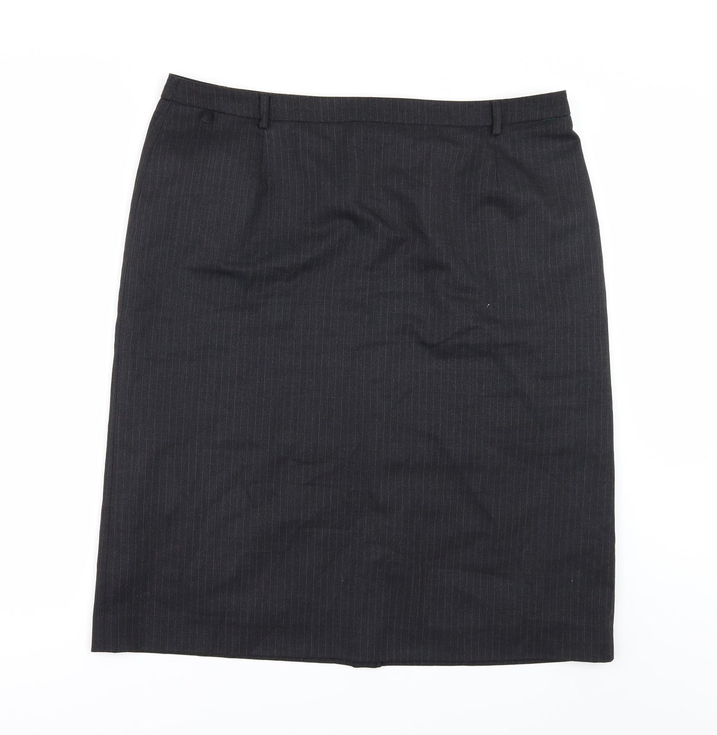 Preworn Womens Grey Striped  A-Line Skirt Size 16