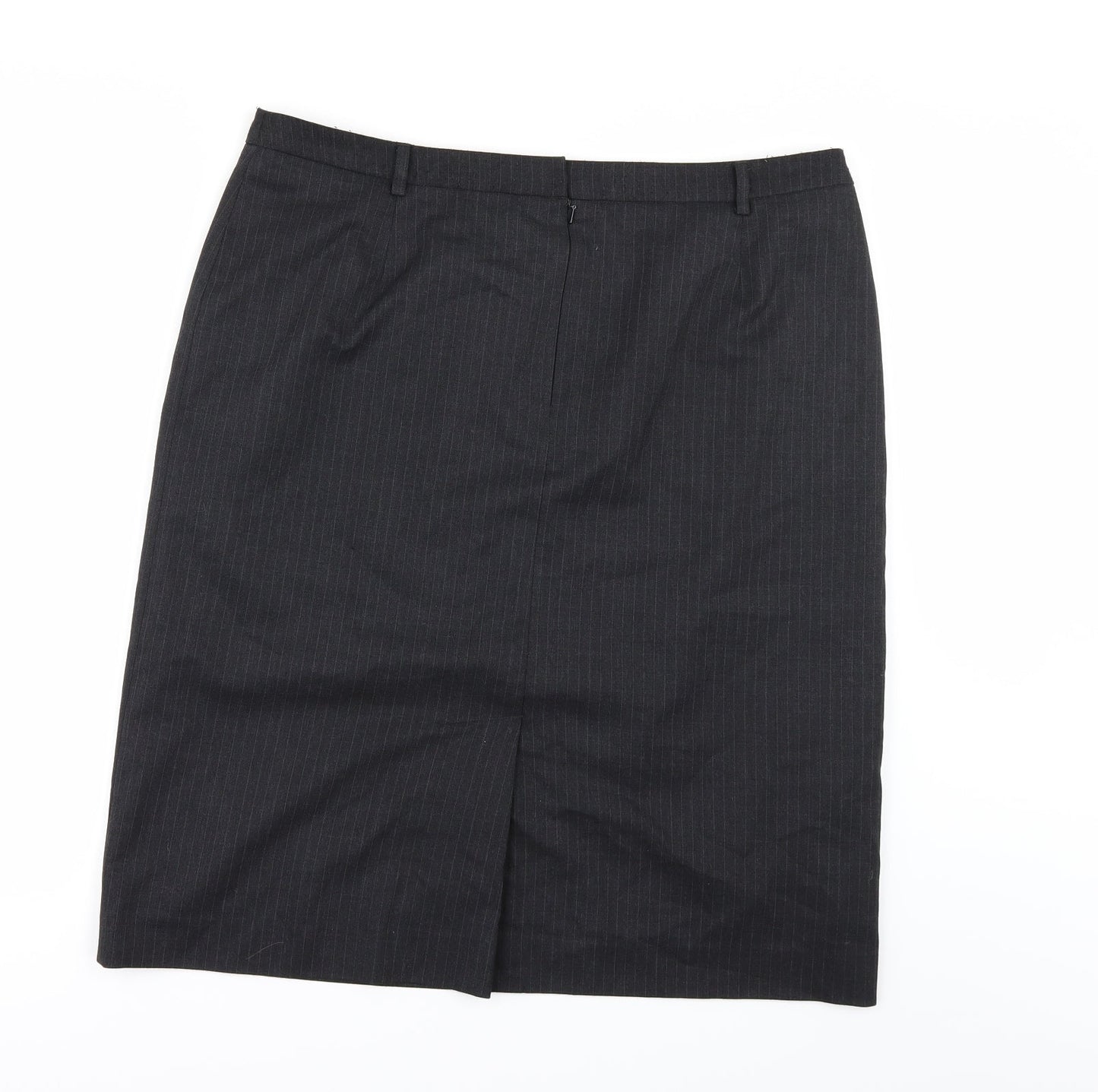 Preworn Womens Grey Striped  A-Line Skirt Size 16