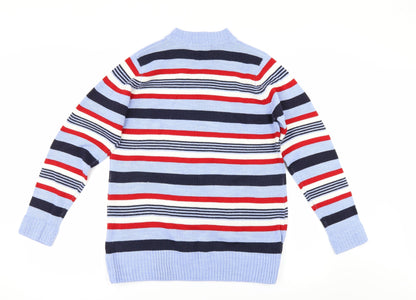 Back view of EWM women’s blue striped jumper, size M