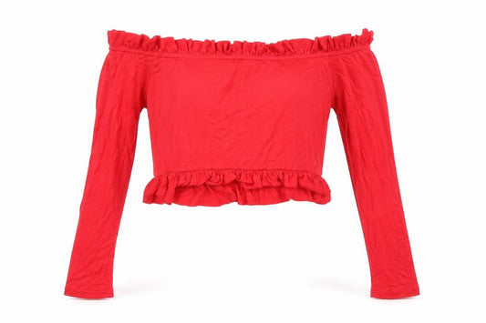 PRETTYLITTLETHING Womens Red   Cropped T-Shirt Size 16