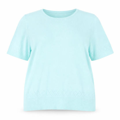 Front view of Debenhams women’s green jumper, size UK 18